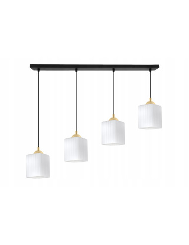 Lampa sufitowa RIFFLE z 4 punktami świetlnymi – elegancki design w białym, czarnym lub złotym wykończeniu.