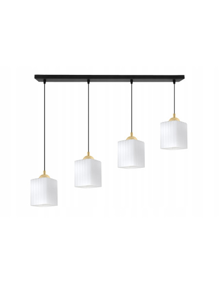 Lampa sufitowa RIFFLE z 4 punktami świetlnymi – elegancki design w białym, czarnym lub złotym wykończeniu.