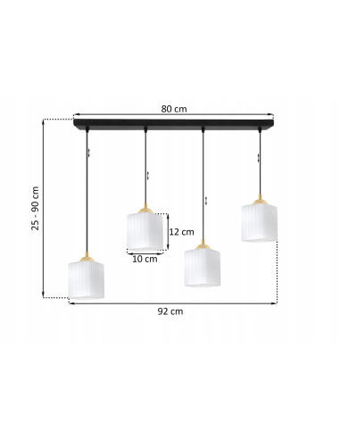 Lampa sufitowa RIFFLE z 4 punktami świetlnymi – elegancki design w białym, czarnym lub złotym wykończeniu.