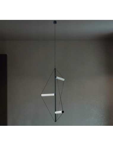 Lampa wisząca LED Orion - elegancki czarny akcent do nowoczesnych wnętrz, 3 źródła światła, regulowana wysokość.