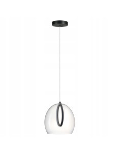 Lampa wisząca LED NICOLE w czarnym kloszu, nowoczesny styl do kuchni i jadalni, regulowana wysokość.