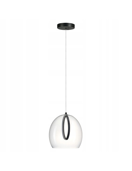 Lampa wisząca LED NICOLE w czarnym kloszu, nowoczesny styl do kuchni i jadalni, regulowana wysokość.