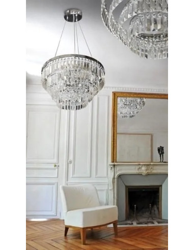 Lampa wisząca Salerno XL z kryształowymi reflektorami, czarna, nowoczesna elegancja do biura i salonu, 12 punktów świetlnych