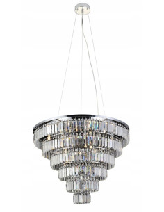 Lampa wisząca Salerno XL z kryształowymi reflektorami, czarna, nowoczesna elegancja do biura i salonu, 12 punktów świetlnych