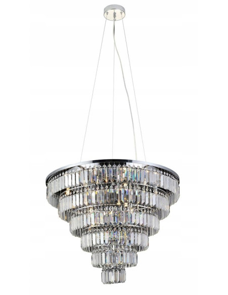 Lampa wisząca Salerno XL z kryształowymi reflektorami, czarna, nowoczesna elegancja do biura i salonu, 12 punktów świetlnych