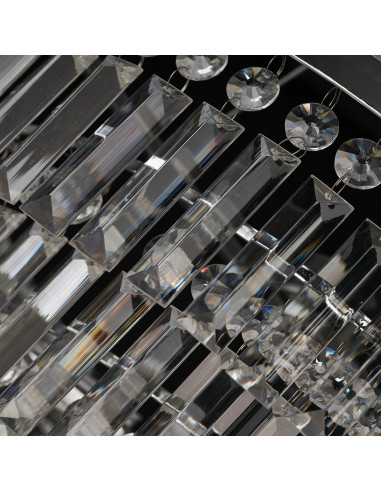 Lampa wisząca Salerno XL z kryształowymi reflektorami, czarna, nowoczesna elegancja do biura i salonu, 12 punktów świetlnych