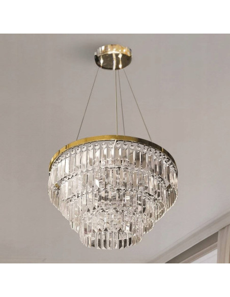 Lampa Kryształowa SALERNO XL GO - Złote Oświetlenie Glamour z 12 Punktami Świetlnymi do Salonu i Jadalni