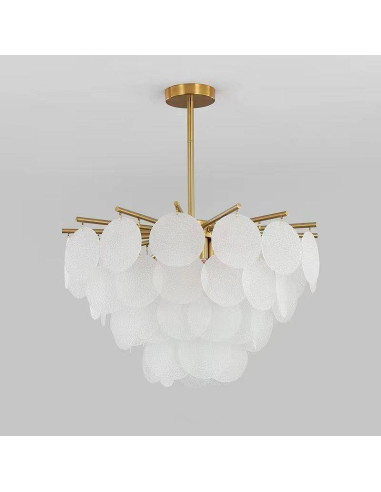 Lampa wisząca FIORE z kryształami, złoty kolor - elegancki dodatek do sypialni i salonu, 7 punktów świetlnych