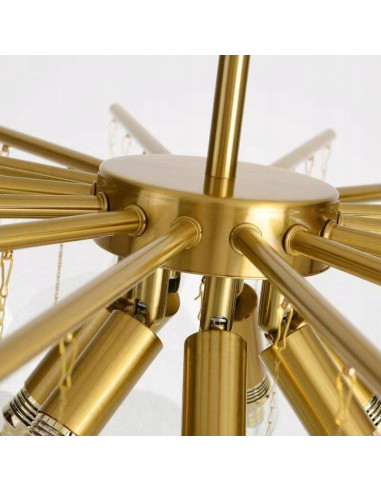 Lampa wisząca FIORE z kryształami, złoty kolor - elegancki dodatek do sypialni i salonu, 7 punktów świetlnych