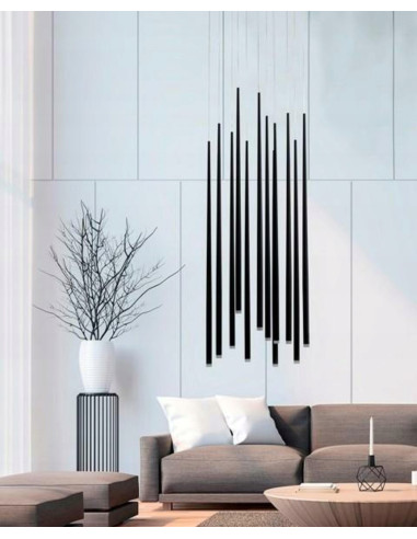 Nowoczesna lampa wisząca LED Louise 12 w czerni – eleganckie oświetlenie do biura i wnętrz hotelowych