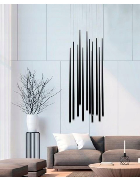 Nowoczesna lampa wisząca LED Louise 12 w czerni – eleganckie oświetlenie do biura i wnętrz hotelowych