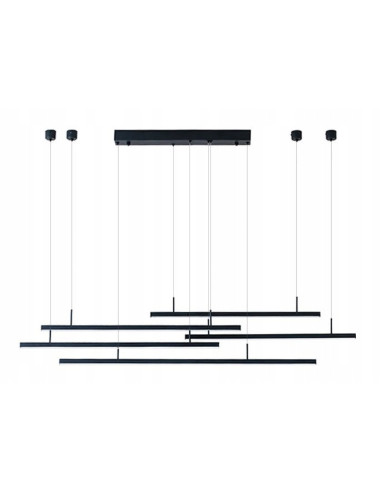 Nowoczesna Lampa Wisząca Merlo LED, Czarna, Z Regulacją Wysokości, 5 Źródeł Jednocześnie, Idealna do Jadalni i Salonu