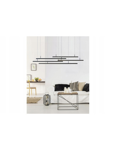 Nowoczesna Lampa Wisząca Merlo LED, Czarna, Z Regulacją Wysokości, 5 Źródeł Jednocześnie, Idealna do Jadalni i Salonu