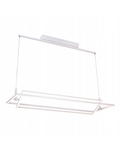 Nowoczesna lampa wisząca LED VIENA w białych prostokątach - elegancja do biura, jadalni i salonu.