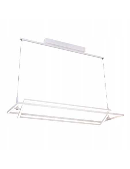 Nowoczesna lampa wisząca LED VIENA w białych prostokątach - elegancja do biura, jadalni i salonu.