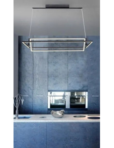 Nowoczesna lampa wisząca LED VIENA w białych prostokątach - elegancja do biura, jadalni i salonu. 2