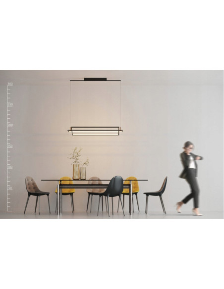 Lampa wisząca VIENA - Elegancka lampa LED w minimalistycznym stylu do kuchni i jadalni, czarna, z regulacją oświetlenia.