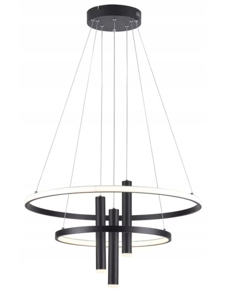 Lampa wisząca Amanda LED Ring w kolorze czarnym, 3200 lm - eleganckie oświetlenie do salonu i biura