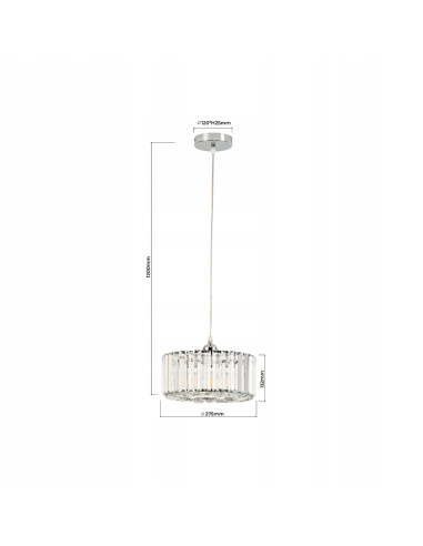 Lampa kryształowa Vetro w kolorze złotym, elegancka, regulowana wysokość do 120 cm, idealna do sypialni i salonu