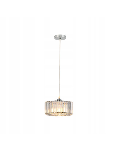 Lampa wisząca Vetro E27 z kryształkami – nowoczesny design w chromie, regulowana wysokość, idealna do eleganckich wnętrz.