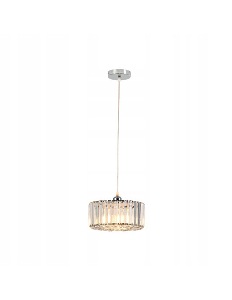 Lampa wisząca Vetro E27 z kryształkami – nowoczesny design w chromie, regulowana wysokość, idealna do eleganckich wnętrz.