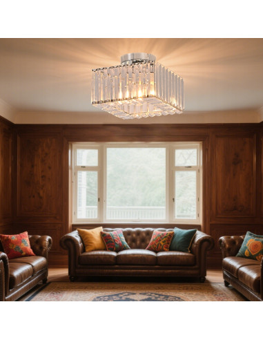 Plafon Kryształowy Vetro E27 w Chromie – Elegancka Lampa Glamour do Wnętrz Nowoczesnych i Klasycznych