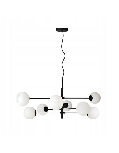 Lampa wisząca Oviedo 8-punktowa w czerni - nowoczesny design od Azzardo dla eleganckich wnętrz.