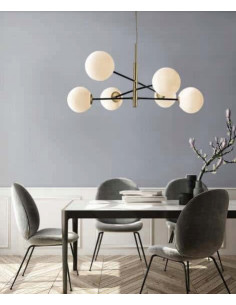 Lampa wisząca Oviedo 8-punktowa w czerni - nowoczesny design od Azzardo dla eleganckich wnętrz. 2