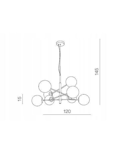 Lampa wisząca Oviedo z 8 białymi kloszami i złotą konstrukcją - eleganckie oświetlenie do wnętrz nowoczesnych.