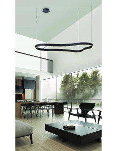 Nowoczesna Lampa Wisząca LED MIRABELLA 120cm, Czarna, Z Funkcją Ściemniania, Ciepłe Światło 3000K, Do Salonu i Sypialni 2