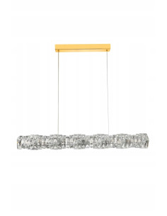 Lampa Wisząca Florence 3000K w Złocie z Kryształami - Luksusowe LED Oświetlenie do Jadalni i Salonu