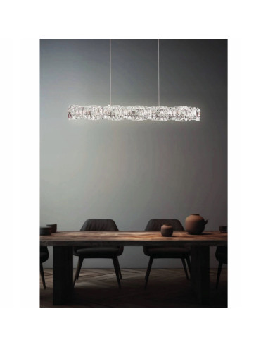 Lampa Wisząca Florence 3000K w Złocie z Kryształami - Luksusowe LED Oświetlenie do Jadalni i Salonu