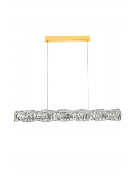 Lampa wisząca LED Florence z kryształami, złote wykończenie, elegancka do jadalni i biura, regulowana wysokość