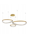 Lampa wisząca AMANDA LED w złotych, giętych ringach - nowoczesne oświetlenie do eleganckich wnętrz
