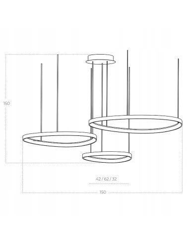 Elegancka lampa wisząca LED AMANDA z regulacją i ściemniaczem, czarna, 3 źródła światła, do salonu i jadalni