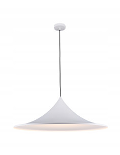 Lampa wisząca KELDAN w stylu skandynawskim, biała, regulowana, idealna do jadalni, kuchni i biura.