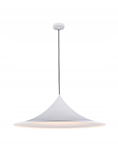 Lampa wisząca KELDAN w stylu skandynawskim, biała, regulowana, idealna do jadalni, kuchni i biura.