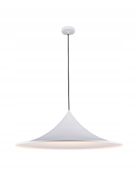 Lampa wisząca KELDAN w stylu skandynawskim, biała, regulowana, idealna do jadalni, kuchni i biura.