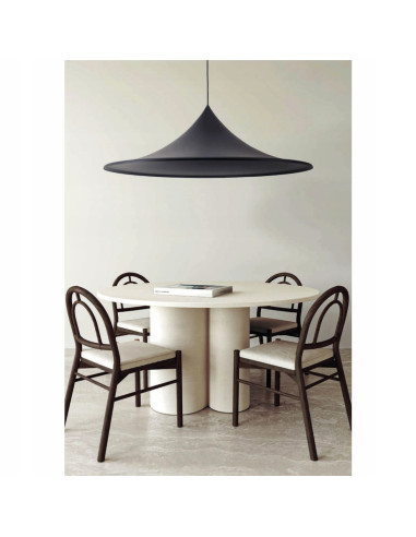 Lampa wisząca KELDAN w stylu skandynawskim, biała, regulowana, idealna do jadalni, kuchni i biura.