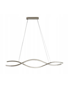 Lampa wisząca SPARK WAVES LED z kryształami, zdalne sterowanie, nowoczesny design, srebrna, 150 cm do salonu i jadalni