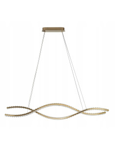 Lampa wisząca SPARK WAVES w złocie z kryształami, nowoczesne staranowanie oświetlenia, regulowana wysokość.