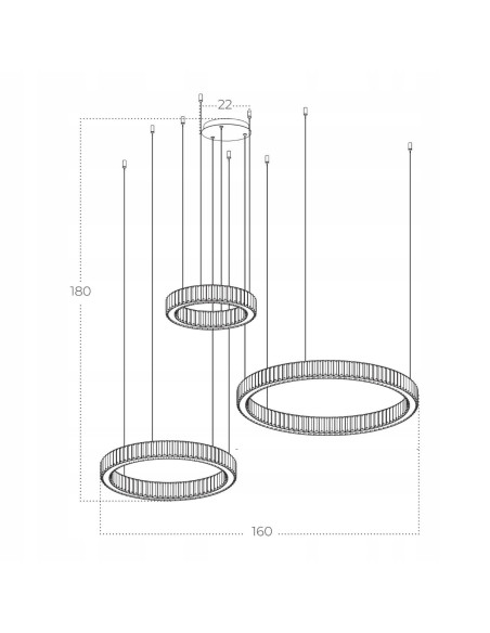 Lampa Wisząca LED SPARK PENDANT 3 Okręgi z Kryształami - Nowoczesny Styl i Elegancja w Twoim Wnętrzu