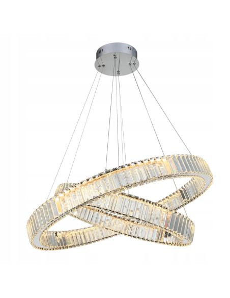 Lampa sufitowa LED SPARK PENDANT, chromowa z regulacją, nowoczesny design do salonu i jadalni, 6160 lumenów