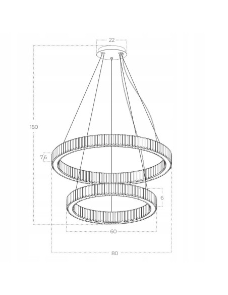 Lampa sufitowa LED SPARK PENDANT, chromowa z regulacją, nowoczesny design do salonu i jadalni, 6160 lumenów