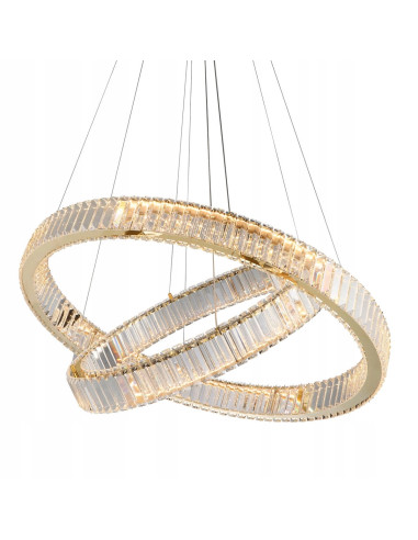 Lampa Wisząca SPARK 60+80 LED z Kryształami w Złotym Wykończeniu - Nowoczesna Elegancja do Twojego Wnętrza