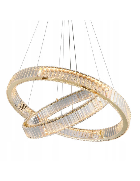 Lampa Wisząca SPARK 60+80 LED z Kryształami w Złotym Wykończeniu - Nowoczesna Elegancja do Twojego Wnętrza