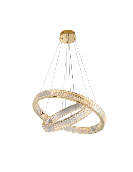 Lampa Wisząca SPARK 60+80 LED z Kryształami w Złotym Wykończeniu - Nowoczesna Elegancja do Twojego Wnętrza