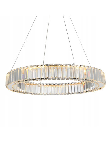 Lampa wisząca SPARK 80 DIMM LED z kryształami, srebrna, 3600 lumenów, nowoczesny do jadalni i salonu