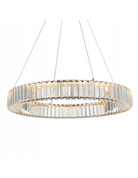 Nowoczesny żyrandol LED RING z kryształami 60 cm, chromowany, idealny do salonu, sypialni i jadalni, AZzardo