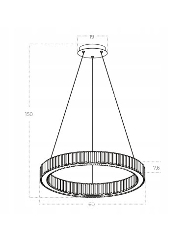 Nowoczesny żyrandol LED RING z kryształami 60 cm, chromowany, idealny do salonu, sypialni i jadalni, AZzardo